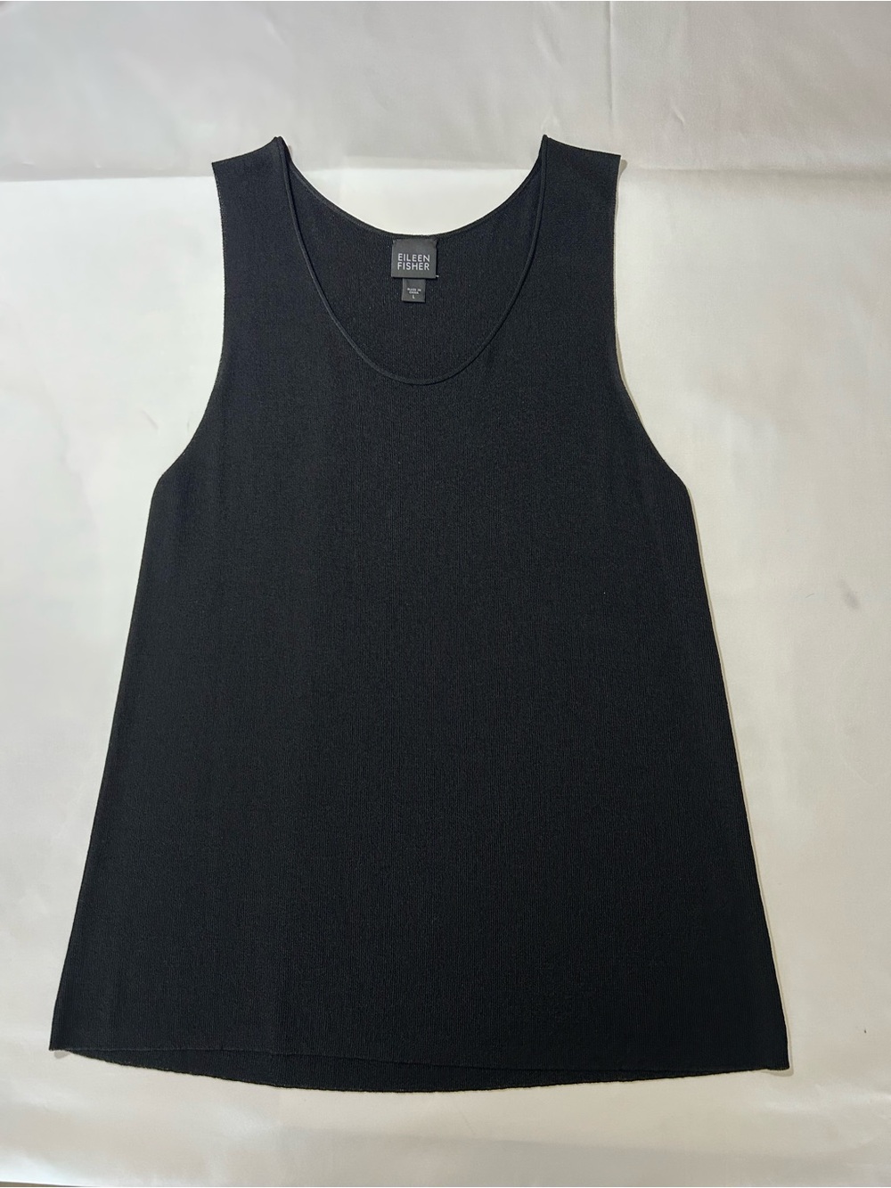 Eileen Fisher Black Scoop Neck Knit Tank
